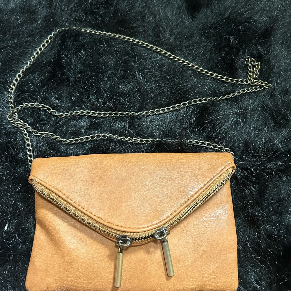 Tan Leather Chain Strap Bag